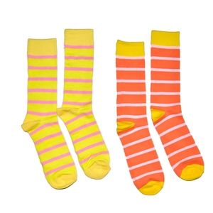 2 Pairs Mens Colorful Cotton Crew Socks Striped